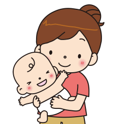赤ちゃんを抱っこする母親