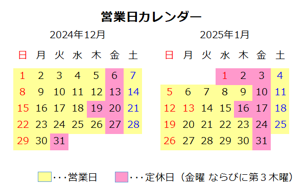 12月､1月カレンダー